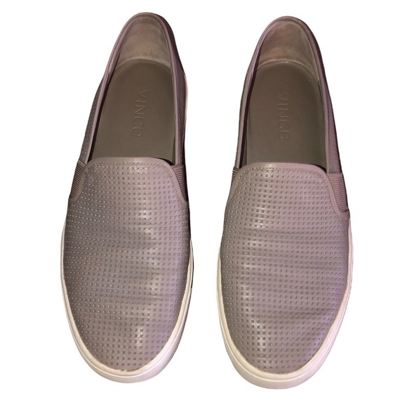 VINCE Sneaker Blair Perforated Women's Size 7 Taupe Italian Leather Shoe - Picture 1 of 11